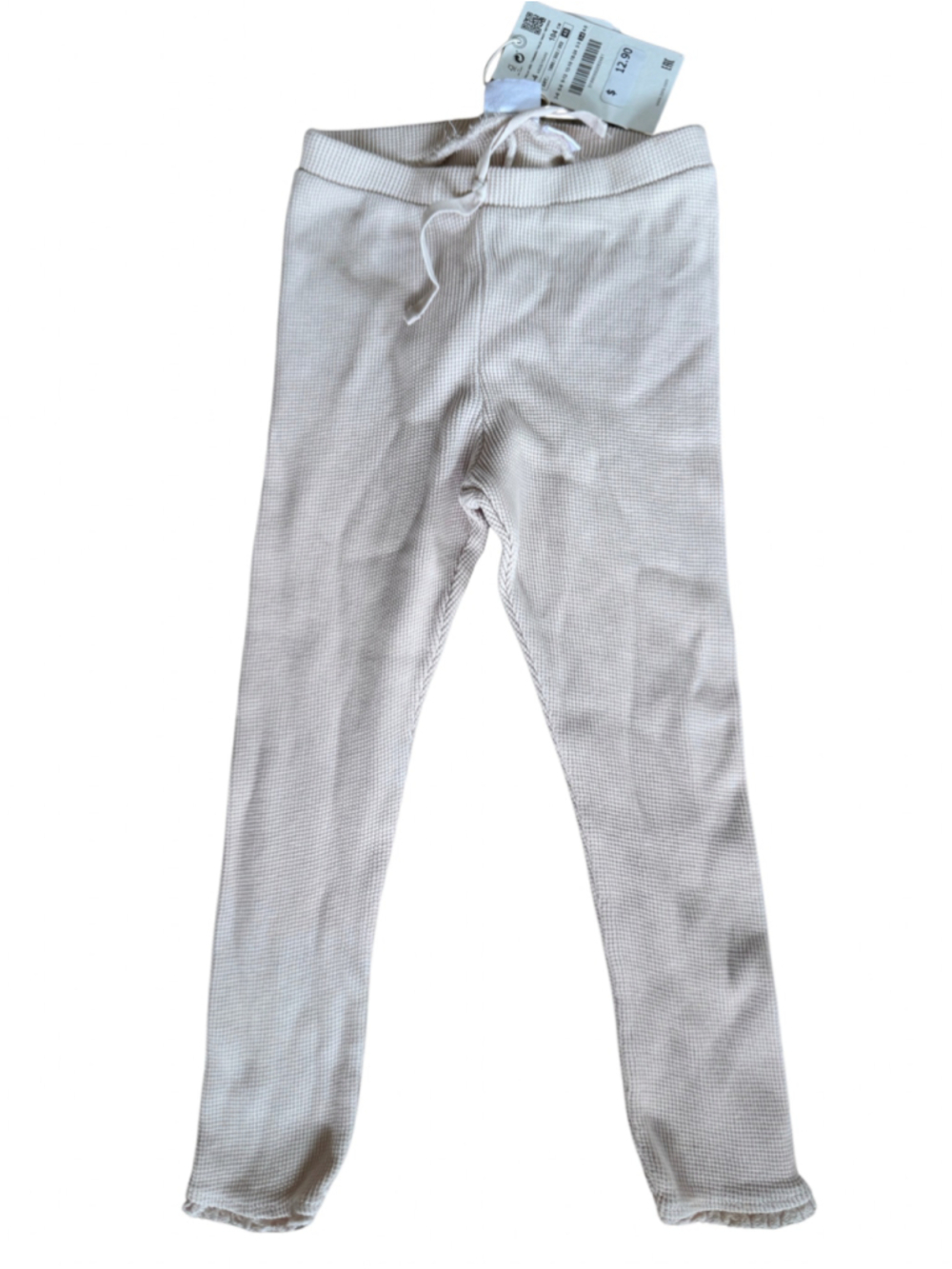 Girls Zara Waffle Knit Leggings Beige Size 4